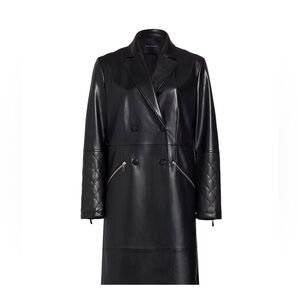 SOLD Elie Tahari Black Leather Double-Breasted Jacket